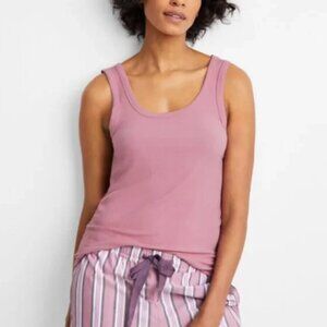 State of Day Ribbed Modal Sleep Tank Top Mauve Orchid NWT Sz L